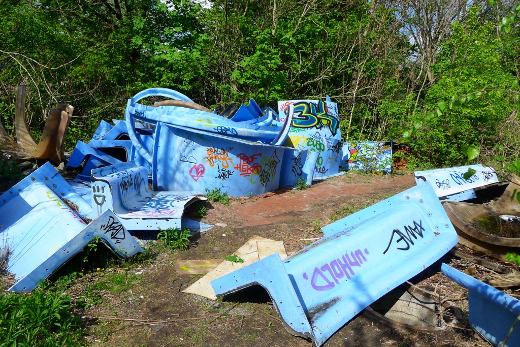 Waterslide remnants on the path into BLUB